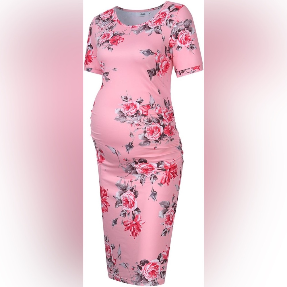 Pink Floral Maternity Dress